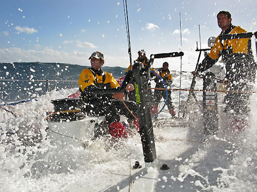 Telefonica Black in rough seas, on leg 2 of the Volvo Ocean Race, from Cape Town, South Africa to Cochin, India. Photo © Mikel Pasabant / Telefonica Black / Volvo Ocean Race.