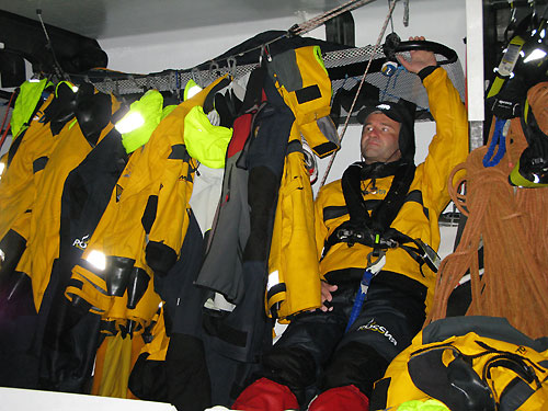 Oleg Zherebtsov below decks on Team Russia, on leg 2 of the Volvo Ocean Race, from Cape Town, South Africa to Cochin, India. Photo copyright Mark Covell / Team Russia / Volvo Ocean Race.