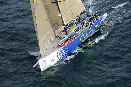 Telefonica Blue finishes in second place on leg 2 of the Volvo Ocean Race, from Cape Town, South Africa to Cochin India. Photo copyright Rick Tomlinson / Volvo Ocean Race.