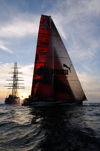 PUMA Ocean Racing arrive in Cochin, India, to claim fifth place in Leg 2 of the Volvo Ocean Race 2008-09, beating Team Delta Lloyd by only minutes after nearly 4,500 miles of sailing. Photo copyright Dave Kneale / Volvo Ocean Race.