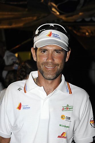 Telefonica Black, skippered by Fernando Echavarri from Spain (pictured), finishes leg 2 of the Volvo Ocean Race from Cape Town, South Africa to Cochin, India. Photo copyright Rick Tomlinson / Volvo Ocean Race.