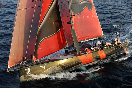 PUMA Ocean Racing, skippered by Ken Read from USA, finishes leg 2 of the Volvo Ocean Race from Cape Town, South Africa to Cochin, India. Photo copyright Rick Tomlinson / Volvo Ocean Race.