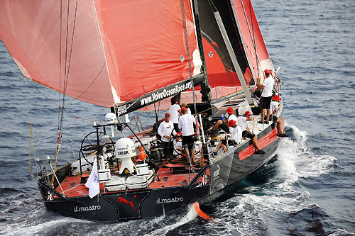 PUMA Ocean Racing after the start of leg 3 of the Volvo Ocean race, from Cochin, India to Singapore. Photo copyright Rick Tomlinson / Volvo Ocean Race.