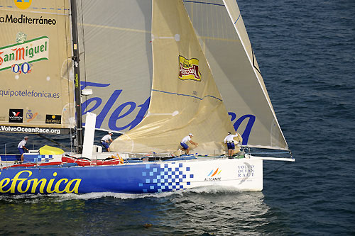 Telefonica Blue at the start of leg 3 of the Volvo Ocean race, from Cochin, India to Singapore. Photo copyright Rick Tomlinson / Volvo Ocean Race.