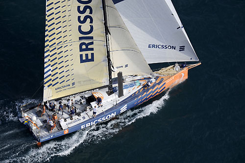 Ericsson 3 at the start of leg 3 of the Volvo Ocean race, from Cochin, India to Singapore. Photo copyright Rick Tomlinson / Volvo Ocean Race.