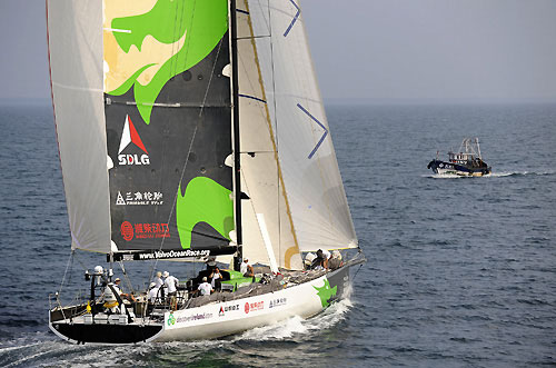 Green Dragon just after the start of leg 3 of the Volvo Ocean race, from Cochin, India to Singapore. Photo copyright Rick Tomlinson / Volvo Ocean Race.