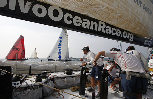 Close reaching onboard Ericsson 4 at the start of leg 3 of the Volvo Ocean Race. Photo  Guy Salter / Ericsson 4 / Volvo Ocean Race.