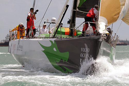 Green Dragon, skippered by Ian Walker (GBR) at the start of leg 4 of the Volvo Ocean Race, from Singapore to Qingdao, China. Photo copyright Dave Kneale / Volvo Ocean Race.