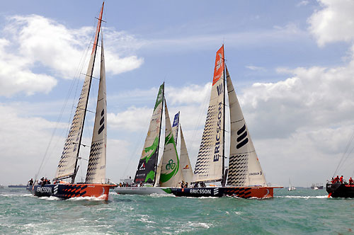 The start of leg 4 of the Volvo Ocean Race, from Singapore to Qingdao, China. Photo copyright Dave Kneale / Volvo Ocean Race.
