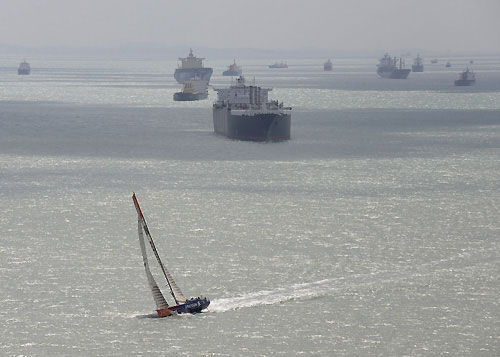 Ericsson 4, skippered by Torben Grael (BRA) at the start of leg 4 of the Volvo Ocean Race, from Singapore to Qingdao, China. Photo copyright Rick Tomlinson / Volvo Ocean Race.