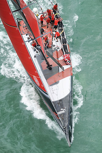 PUMA Ocean Racing, skippered by Ken Read (USA) at the start of leg 4 of the Volvo Ocean Race, from Singapore to Qingdao, China. Photo copyright Rick Tomlinson / Volvo Ocean Race.