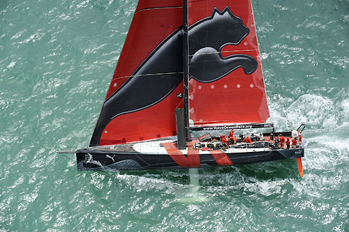 PUMA Ocean Racing, skippered by Ken Read (USA) at the start of leg 4 of the Volvo Ocean Race, from Singapore to Qingdao, China. Photo copyright Rick Tomlinson / Volvo Ocean Race.