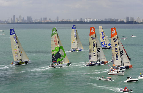 The start of leg 4 of the Volvo Ocean Race, from Singapore to Qingdao, China. Photo copyright Rick Tomlinson / Volvo Ocean Race.