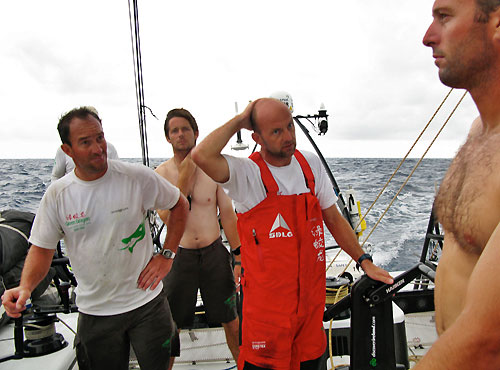Ian Walker/GBR (pictured) and his crew were in fourth place and sailing in 17 knots of breeze upwind and a short, choppy sea, when the boat suffered a broken forestay, a crucial part of the rigging, which helps keep the mast in position. Photo copyright Guo Chuan / Green Dragon Racing / Volvo Ocean Race.