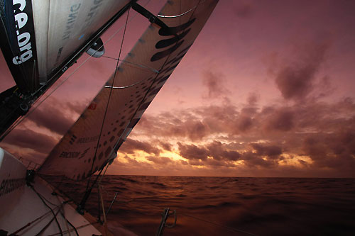 Ericsson 3 head towards the unknown on leg 4 of the Volvo Ocean Race, from Singapore to Qingdao, China. Photo copyright Gustav Morin / Ericsson 3 / Volvo Ocean Race.