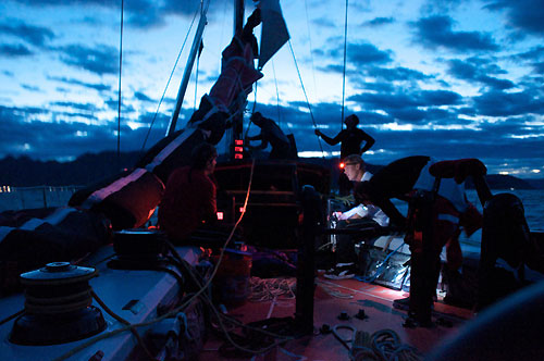 Sunrise as PUMA Ocean Racing prepare to leave safe anchorage of the Philippines to continue racing leg 4 to Qingdao, China. Photo copyright Rick Deppe / PUMA Ocean Racing / Volvo Ocean Race.