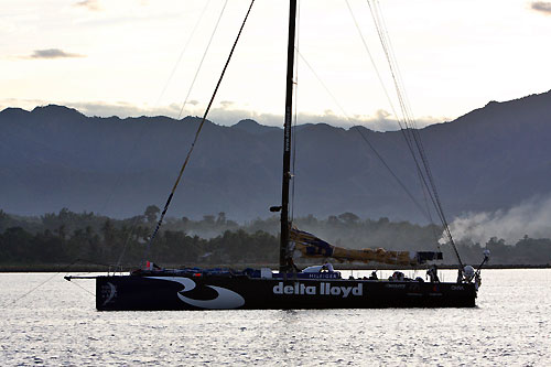 Delta Lloyd at anchor in Salonague Bay, Philippines, on leg 4 of the Volvo Ocean Race, from Singapore to Qingdao, China. Photo copyright Guo Chuan / Green Dragon Racing / Volvo Ocean Race.