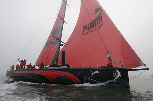 PUMA Ocean Racing, skippered by Ken Read (USA), finishes second, on leg 4 of the Volvo Ocean Race, from Singapore to Qingdao, China. Photo copyright Dave Kneale / Volvo Ocean Race.