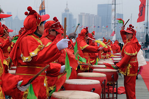 Chinese drummers at Start Day for Leg 5 of the Volvo Ocean Race from Qingdao, China, to Rio De Janeiro. At over 12,000 miles, Leg 5 is the longest leg ever attempted in the history of the race. Photo copyright Dave Kneale / Volvo Ocean Race.
