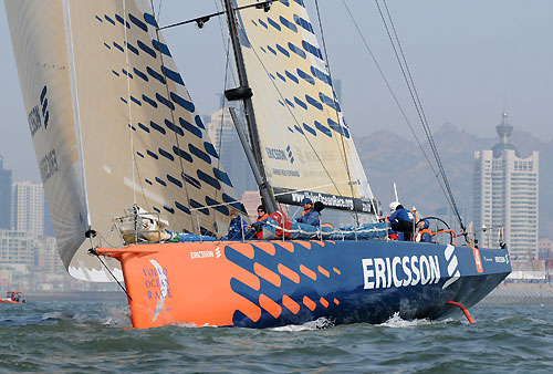 Ericsson 4 (Torben Grael / BRA). Start Day for Leg 5 of the Volvo Ocean Race from Qingdao, China, to Rio De Janeiro. Photo copyright Dave Kneale / Volvo Ocean Race.