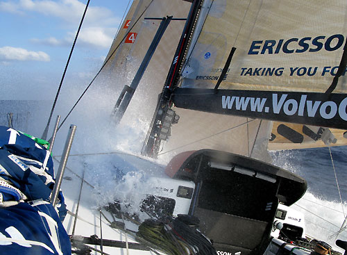Ericsson 4, on leg 5 of the Volvo Ocean Race, from Qingdao to Rio de Janeiro. Photo copyright Guy Salter / Ericsson 4 / Volvo Ocean Race.