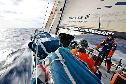 Ericsson 3 hit high speeds, on leg 5 of the Volvo Ocean Race. Photo copyright Gustav Morin / Ericsson 3 / Volvo Ocean Race.