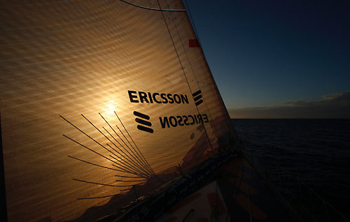 Ericsson 4 with their Code Zero up, on leg 5 of the Volvo Ocean Race, from Qingdao to Rio de Janeiro. Photo copyright Guy Salter / Ericsson 4 / Volvo Ocean Race.