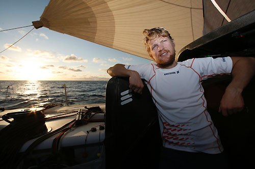 Navigator Aksel Magdahl reflects on the weather onboard Ericsson 3, on leg 5 of the Volvo Ocean Race, from Qingdao to Rio de Janeiro. Photo copyright Gustav Morin / Ericsson 3 / Volvo Ocean Race.