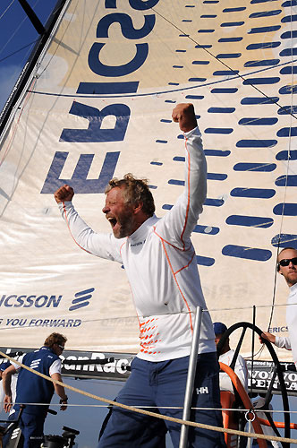 Ericsson 3, skippered by Magnus Olsson (SWE) (pictured) finish first into Rio de Janeiro on leg 5 of the Volvo Ocean Race, crossing the line at 10:37:57 GMT 26/03/09, after 41 days at sea. Photo copyright Dave Kneale / Volvo Ocean Race.