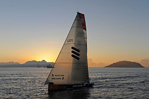 Ericsson 3, skippered by Magnus Olsson (SWE) finish first into Rio de Janeiro on leg 5 of the Volvo Ocean Race, crossing the line at 10:37:57 GMT 26/03/09, after 41 days at sea. Photo copyright Rick Tomlinson / Volvo Ocean Race.