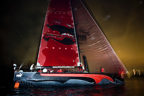 PUMA Ocean Racing arrive in Rio de Janeiro for the finish of Leg 5 of the Volvo Ocean Race 2008-09, crossing the line at 04:27:00GMT (01:27:00 local) March 27, to finish in third place. Photo copyright Sally Collison / PUMA Ocean Racing.