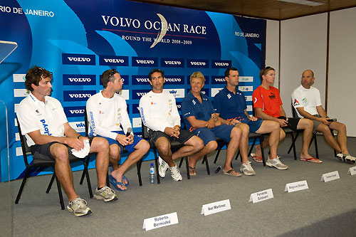 Skippers press conference in Rio de Janeiro prior to the Light In-port Race in the Volvo Ocean Race. Photo copyright Rick Tomlinson / Volvo Ocean Race.