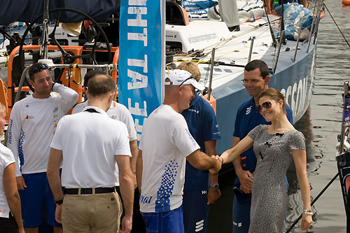Her Royal Highness Victoria, Crown Princess of Sweden, visits the Volvo Ocean Race Village in Rio de Janeiro. The Princess will be racing onboard Ericsson 4 with Torben Grael for the Light In-port Race in the Volvo Ocean Race on Saturday 4th April. Photo copyright Rick Tomlinson / Volvo Ocean Race.