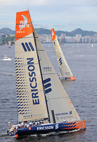 Ericsson 3 in the Light In-port Race in the Volvo Ocean Race in Rio de Janeiro. Photo copyright Rick Tomlinson / Volvo Ocean Race.