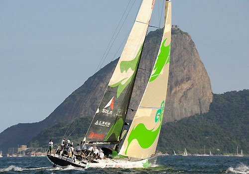 Green Dragon, skippered by Ian Walker (GBR) at the start of leg 6 of the Volvo Ocean Race, from Rio de Janeiro to Boston. Photo copyright Rick Tomlinson / Volvo Ocean Race.