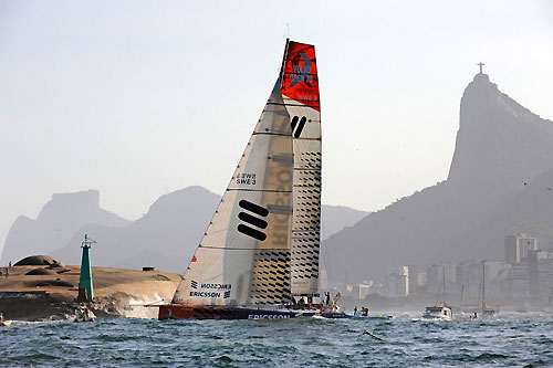Ericsson 3, skippered by Magnus Olsson (SWE) at the start of leg 6 of the Volvo Ocean Race, from Rio de Janeiro to Boston. Photo copyright Rick Tomlinson / Volvo Ocean Race.