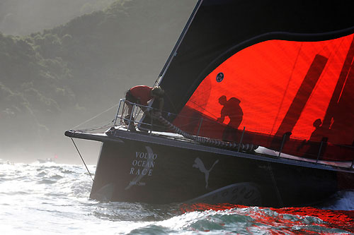 Bowman Casey Smith (AUS), onboard PUMA Ocean Racing, skippered by Ken Read (USA) at the start of leg 6 of the Volvo Ocean Race, from Rio de Janeiro to Boston. Photo copyright Rick Tomlinson / Volvo Ocean Race.