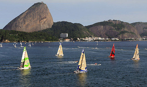 The start of Leg 6 of the Volvo Ocean Race, from Rio de Janeiro to Boston. The fleet had left Rio in light winds, but faced a huge swell. Photo copyright Dave Kneale / Volvo Ocean Race.
