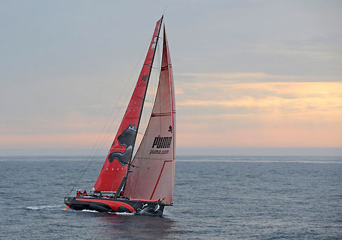 PUMA Ocean Racing currently in 4th place, approximately 80 miles from the finish of leg 6 in Boston. Photo copyright Rick Tomlinson / Volvo Ocean Race.