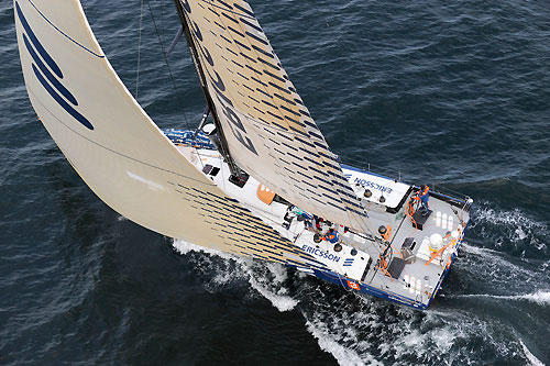Ericsson 3, currently lying in second place behind Ericsson 4, approximately 80 miles from the finish of leg 6 in Boston. Photo copyright Rick Tomlinson / Volvo Ocean Race.