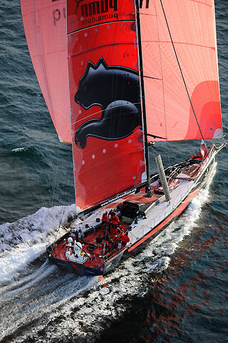 PUMA Ocean Racing, skippered by Ken Read (USA) finish fourth on leg 6 of the Volvo Ocean Race, from Rio de Janeiro to Boston, crossing the finish line at 23:12:42 GMT 26-04-2009. Photo copyright Rick Tomlinson / Volvo Ocean Race.