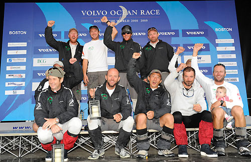Green Dragon crew photo in Boston. Skippered by Ian Walker (GBR), Green Dragon finished seventh in leg 6 of the Volvo Ocean Race, from Rio de Janeiro to Boston. They crossed the finish line at 16:08:10 GMT 27-4-2009. Photo copyright Rick Tomlinson / Volvo Ocean Race.