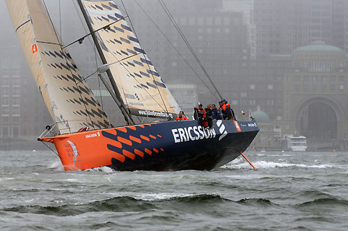 Ericsson 4, skippered by Torben Grael (BRA) at the start of leg 7 from Boston to Galway. Photo copyright Dave Kneale / Volvo Ocean Race.
