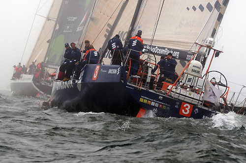 Ericsson 3, skippered by Magnus Olsson (SWE) at the start of leg 7 from Boston to Galway. Photo copyright Dave Kneale / Volvo Ocean Race.