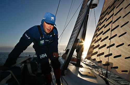 Arve Roaas heading for a sail change, onboard Ericsson 3, on leg 7 from Boston to Galway. Photo copyright Gustav Morin / Ericsson 3 / Volvo Ocean Race.