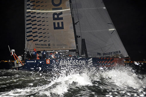 Ericsson 4, skippered by Torben Grael (BRA) finish first at the end of leg 7 from Boston to Galway, crossing the line at 00:54: 22 GMT, May 24, 2009. Photo copyright Dave Kneale / Volvo Ocean Race.