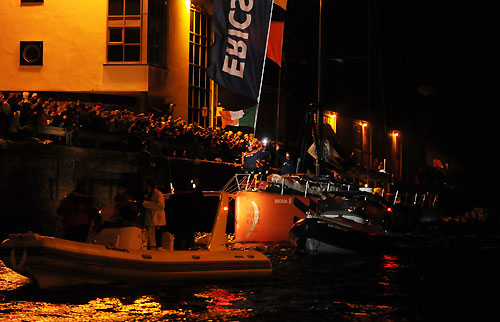 A crowd on the dock greets Ericsson 4, skippered by Torben Grael (BRA) in Galway. Ericsson 4 finished first in leg 7 from Boston to Galway, crossing the line at 00:54: 22 GMT, May 24, 2009. Photo copyright Dave Kneale / Volvo Ocean Race.