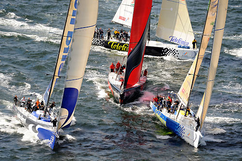 Teams take part in the In-port race practice in Galway Bay. Photo copyright Rick Tomlinson / Volvo Ocean Race.