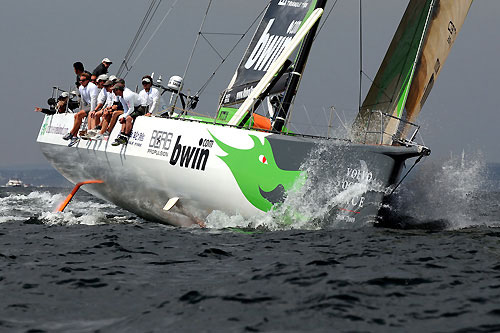 Hometown favourites Green Dragon, skippered by Ian Walker (GBR) during the In-port Race in Galway Bay. Photo copyright Dave Kneale / Volvo Ocean Race.