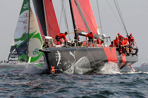 PUMA Ocean Racing, skippered by Ken Read (USA) comes first in the In-port Race in Galway Bay. Photo copyright Dave Kneale / Volvo Ocean Race.